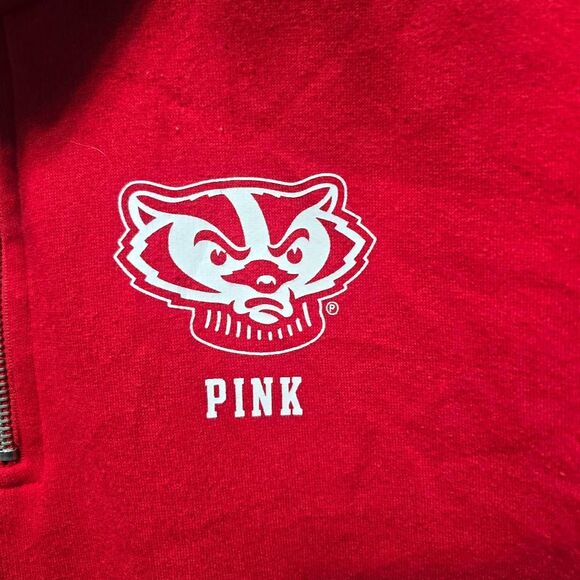 Victoria's Secret PINK Wisconsin Badgers Red Bling Sequin Embellished Sweatshirt - Picture 2 of 5
